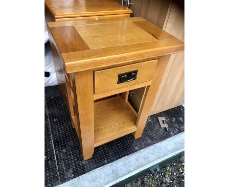 Modern oak side / lamp table 50 cm wide 76 tall 35 deep