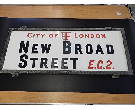 City of London 'New Broad Street' sign 30x12"  metal surround 