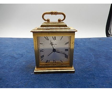 Swiza mini brass carriage clock 10cm tall