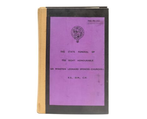 "The State Funeral of the Right Honourable Sir Winston Leonard Spencer-Churchill" :  bound planning file with 3 photographs o