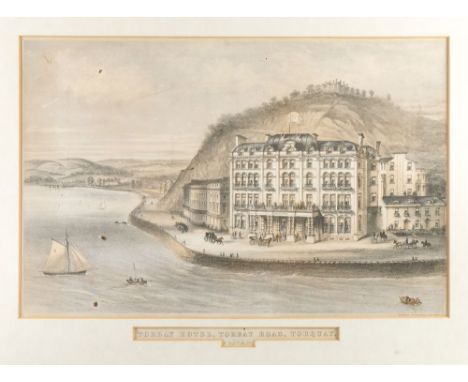 TORQUAY : ' Torbay Hotel, Torbay Road, Torquay,' hand coloured lithograph, 440 x 285 mm, Mardon Son, & Hall, attractive gilt 