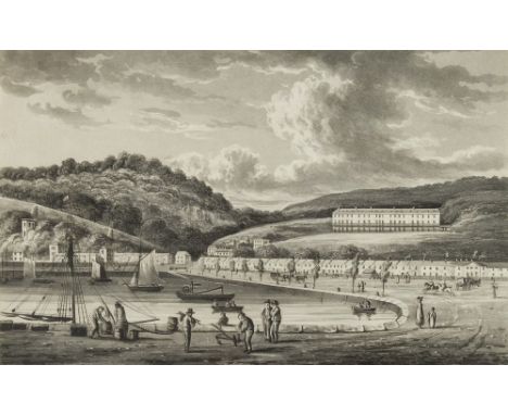 TORQUAY : ' Torquay from the Beacon,' hand coloured lithograph, 280 x 195 mm, attractive gilt frame, W. Spreat, n.d. With fiv
