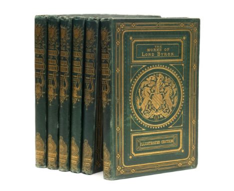 BYRON, Lord :The Works of Lord Byron : six volumes, engraved portrait frontispiece [loose], 71 steel engraved plates, org. de