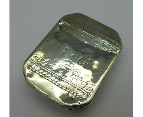 A George III silver snuff box, a/f