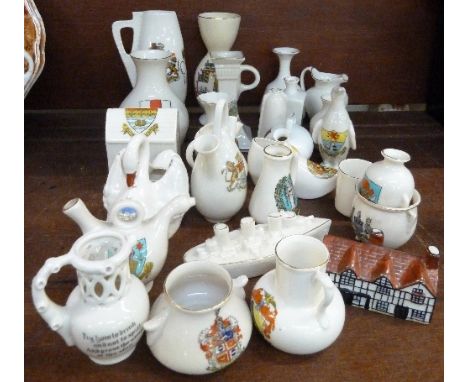 Goss and other crested china, twenty-seven pieces in total