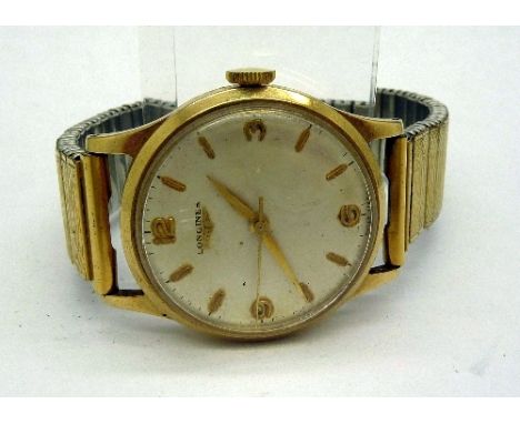 A gentleman's 9ct gold Longines wristwatch with manual wind movement