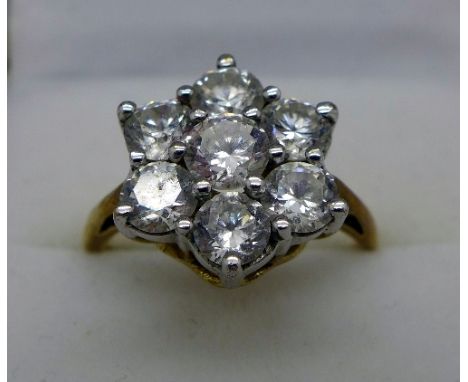 A 9ct gold and seven stone ring, weight 5g, size R