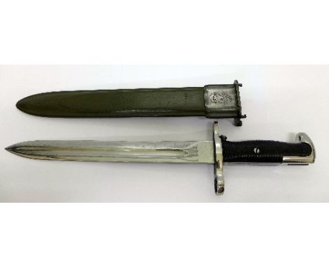 An American World War II bayonet, 1943, with scabbard