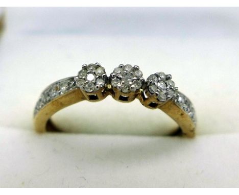 A 9ct gold and diamond ring, weight 2.3g, size N