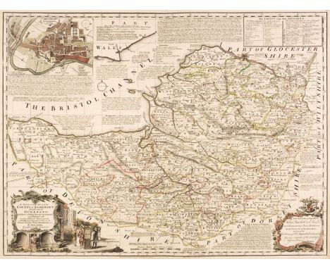 Somerset &amp; Gloucestershire. Bowen (Emanuel), An Improved Map of the County of Somerset Divided into its Hundreds..., [and