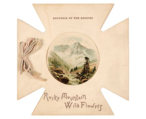 Dried specimens. Souvenir of the Rockies, Rocky Mountain Wild Flowers, 1895, album of 15 card leaves in the shape of a Maltes