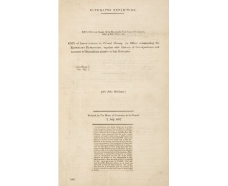 Euphrates Expedition. Euphrates Expedition. Return to an Order of the Honourable The House of Commons, dated 3 July 1837, for