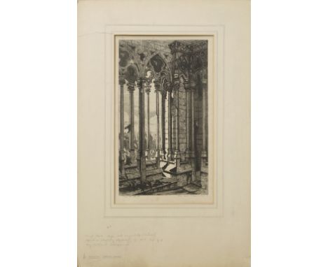 Charles Méryon, French 1821-1868- "La Galerie Notre-Dame"; etching, signed in plate and dated 1853, fourth state, 33.5x21.5cm