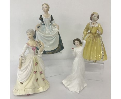 4 ceramic figurines by Coalport, Royal Doulton and Royal Worcester. 2 Limited Edition Coalport figurines modelled by John Bro