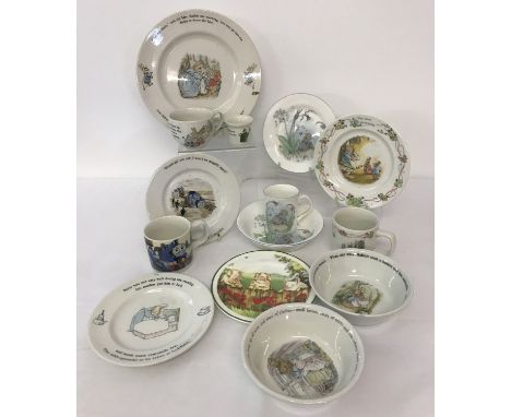 A collection of children's and christening ceramics by Wedgwood, Elizabethan and Fenton. To include The Tales of Beatrix Pott
