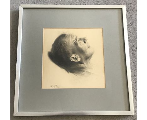 A framed and glazed pencil sketch of a gentleman in profile by K Bose. Signed to bottom left.  Frame size approx. 45.5 x 45.5