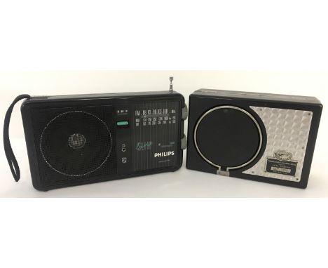 2 vintage radios; a 1980's Philips Slimline radio. Together with a Spirit of St. Louis Travel radio/alarm clock made for the 