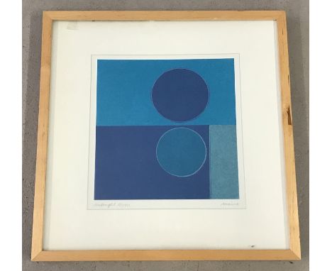 A framed &amp; glazed abstract painting entitled "Midnight Moon" signed Annalisa. In a light wood frame. Frame size approx. 4