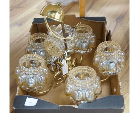 1950’s five branch electrolier and matching lamp,