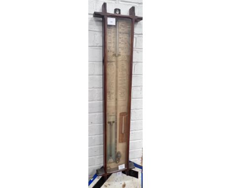 A Victorian oak cased Admiral Fitzroy style wall barometer, height 101cm