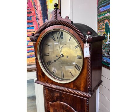 A George IV / William IV Irish mahogany longcase clock, the circular brass dial marked Johnson of Dublin, height 204cm