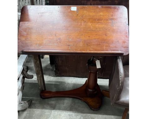 A Victorian mahogany adjustable reading lamp, width 83cm, depth 40cm