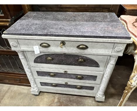 A reproduction painted faux marble commode, width 87cm, depth 48cm, height 87cm