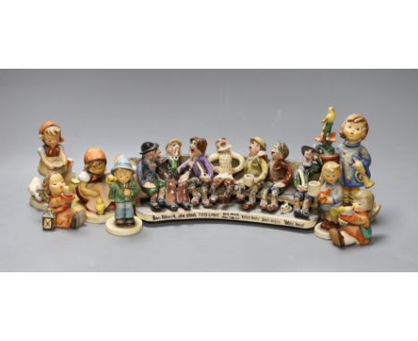 Widecombe Fair, pew group and various Goebel figures,tallest 14 cms high, (8),