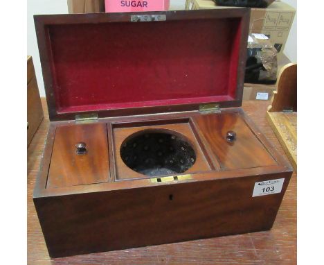 Early 19th Century mahogany two section tea caddy of rectangular form.(B.P. 21% + VAT) 