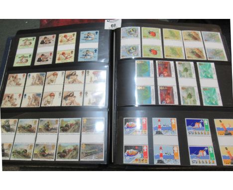 Great Britain collection of gutter pairs and traffic light gutter pairs in blue lighthouse album. 1972-1990 period all u/m mi