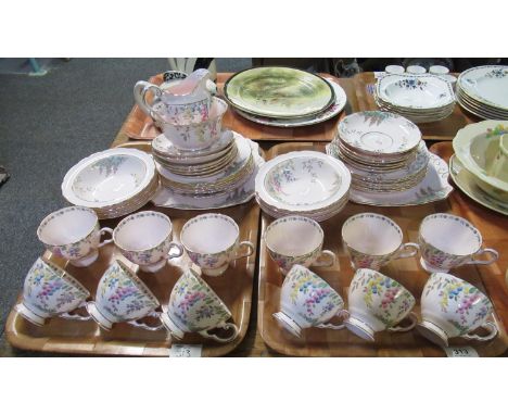 Two trays of English Plant 'Tuscan' china, largely tea ware to include: twelve teacups and saucers, twelve plates, eight bowl