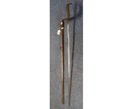 Victorian British military officer's sword with VRI and crown on pierced hilt and shark skin wire bound grip, the blade marke