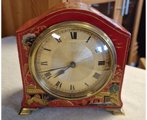 1930s Chinoiserie Cased French Mantel Clock - 13cm tall