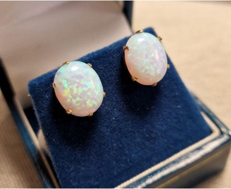 Pair of 9ct Gold &amp; Opal Earrings - 2.3g