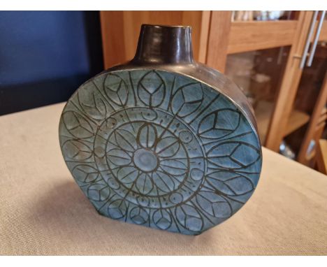 Troika Ceramic Studio &amp; Art Pottery Flask - 'St Ives' embossed mark to base, 17cm tall