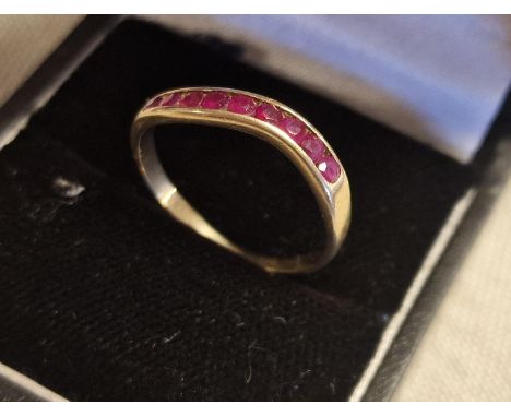 9ct Gold &amp; Ruby Wishbone Eternity Ring, size R