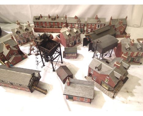 Seventeen OO scale built card and plastic buildings, railway related, mostly in very good - excellent condition, all ex layou