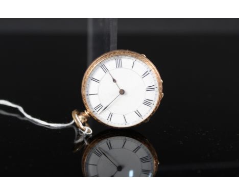 A 14ct gold enamel dialled pocket watch with blue steel hands