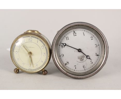 A vintage Smiths dash mounted clock plus an Ingersoll alarm clock