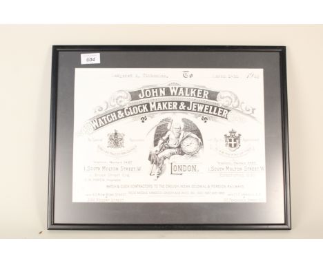A John Walker Watch and Clock Maker and Jewellery print, in frame
