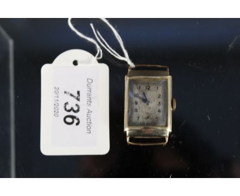 A gents 1940's Tissot 9ct gold Dennison cased tank style wristwatch