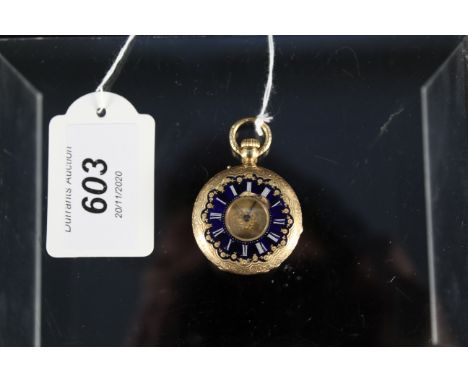 Klaftenberger 18ct yellow gold and blue enamel half Hunter fob watch