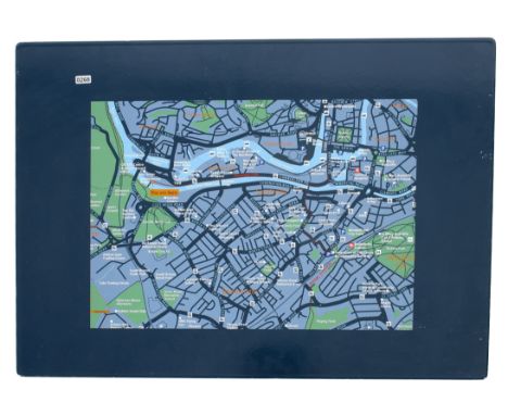 A Bristol city centre enamel sign. The map view within an dark blue ground surround, 44cm x 61.5cm. 