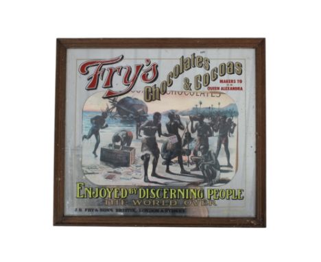 A vintage advertising mirror for Fry's chocolates and cocoas. With central cut out pictures, 37.5cm x 42.5cm, framed. 