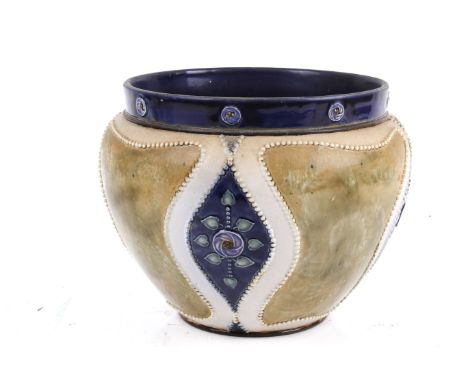 An Art Nouveau Royal Doulton planter jardiniere. Impressed factory marks to base #7808. H18cm Condition Report: Appears in an
