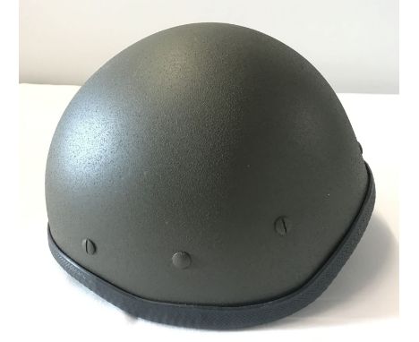 A Norwegian Army GA 4 Tetranike helmet for use in Bosnia, circa 1995. Made by Lightweight Body Armour (LBA) Ltd. With interio