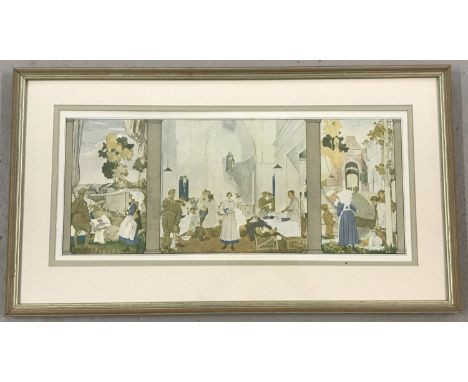 No. 3 Canadian Stationary Hospital, at Doullens Citadel, Giclee print. Print of a 3 sectional piece by G. Moira in 1919; doub