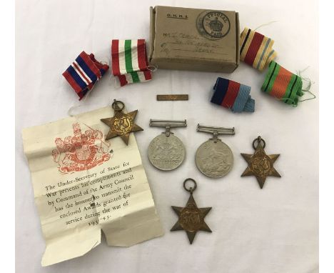 5 unworn WWII medals awarded to Private J Peach on his discharge from the army in 1948.&nbsp;Comprising: 1939-45 Star, Africa