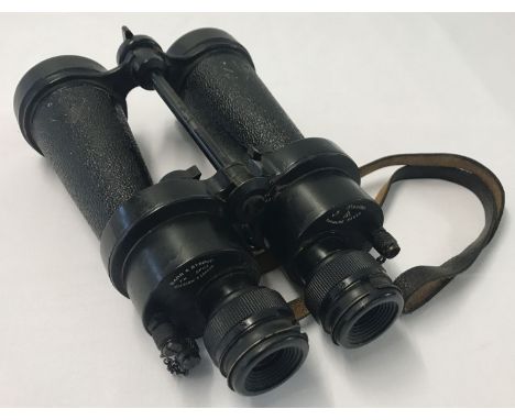 A pair of military issue field binoculars by Barr &amp; Stroud, Glasgow and London. Complete with war department arrow. Seria