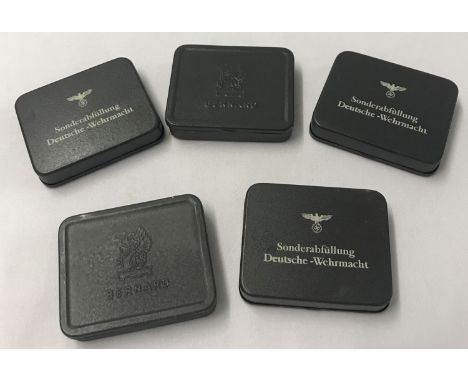 5 WWII style German "Special Rations for the Army" snuff tins.  